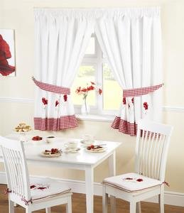 Poppies Floral Gingham Kitchen Curtains Homeware Range