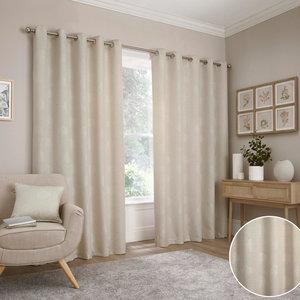 Harvest Jacquard Apple Tree Lined Eyelet Ring Top Curtains Pair
